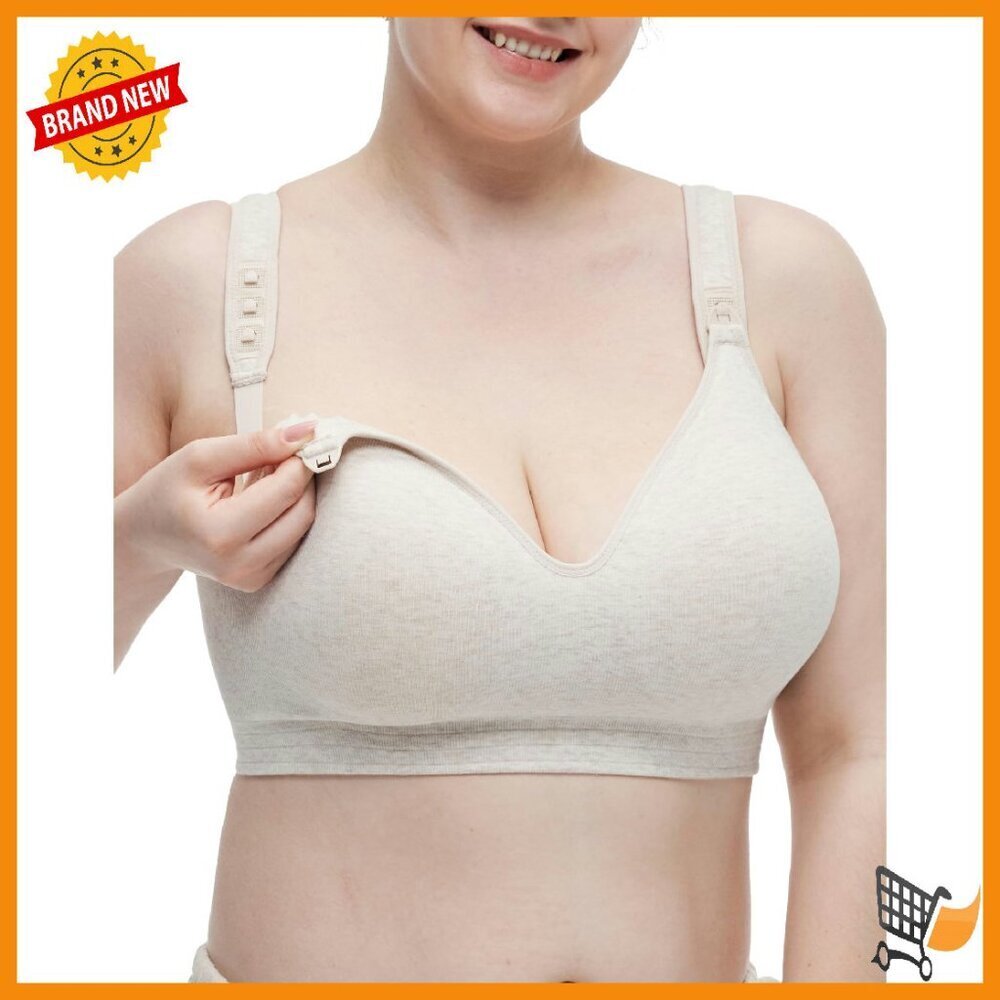 Wirefree Nursing Bra Full Coverage Adjustable Fit Cotton Maternity